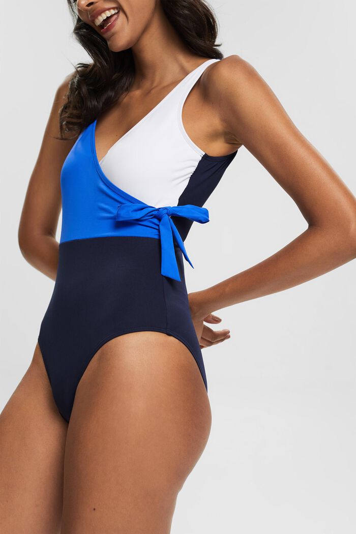 Swimsuit in a wrap-over look, NAVY, detail image number 0
