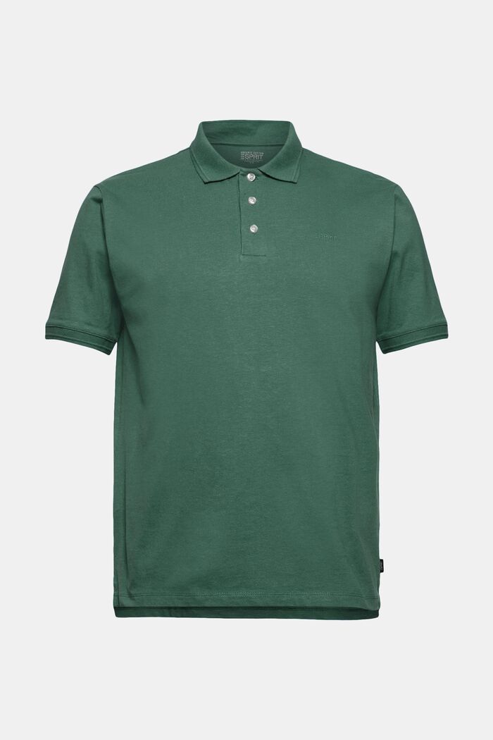 With linen/organic cotton: jersey polo shirt, TEAL BLUE, detail image number 0