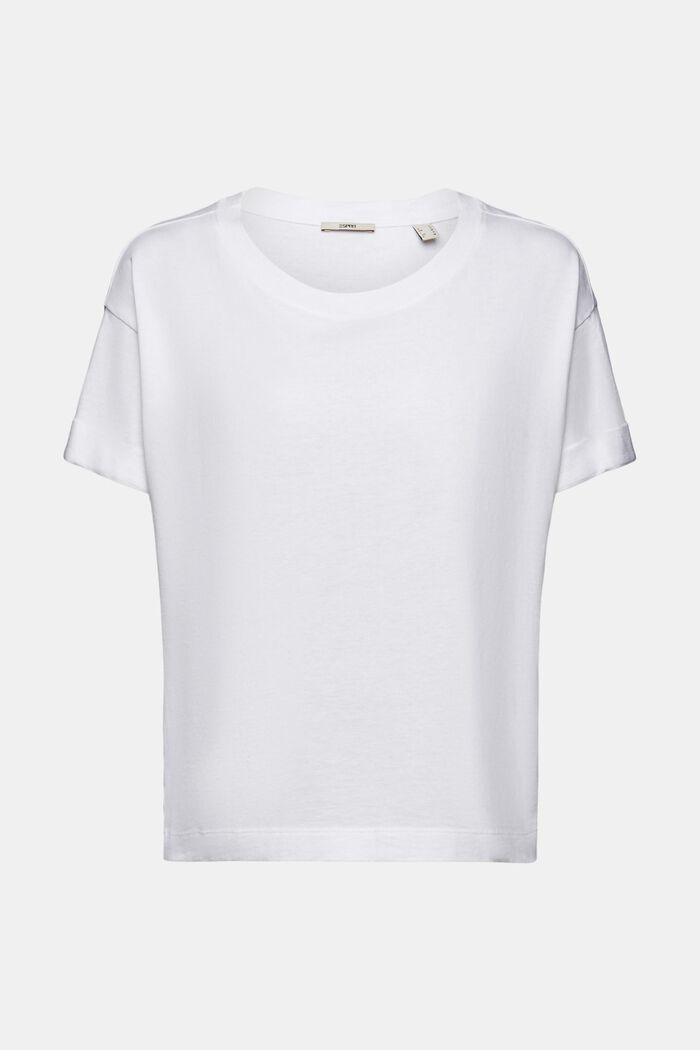 T-shirt with turn-up sleeves, WHITE, detail image number 5