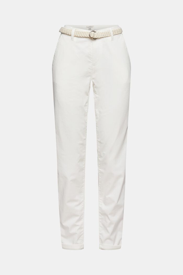 Chinos with braided belt, WHITE, detail image number 2