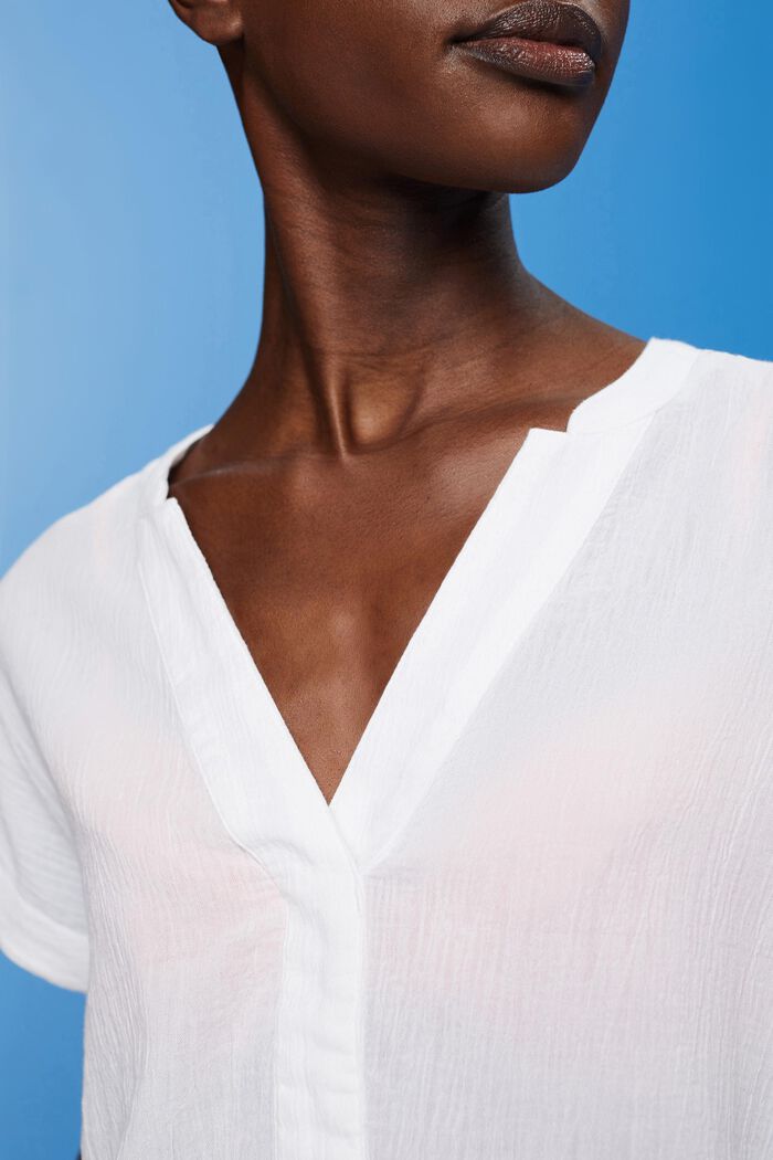 Textured cotton blouse, WHITE, detail image number 2