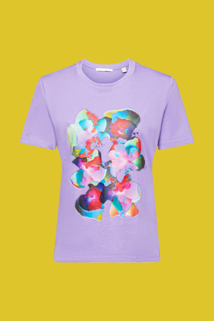 Cotton t-shirt with print, PURPLE, detail image number 6