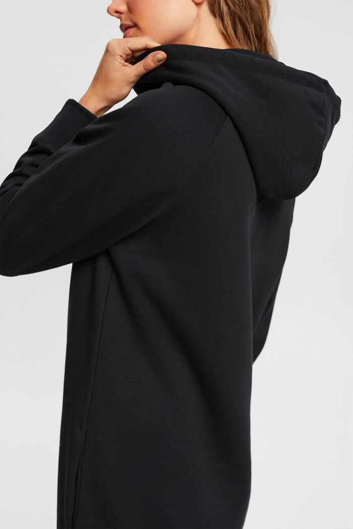Elongated hoodie dress, BLACK, detail image number 2