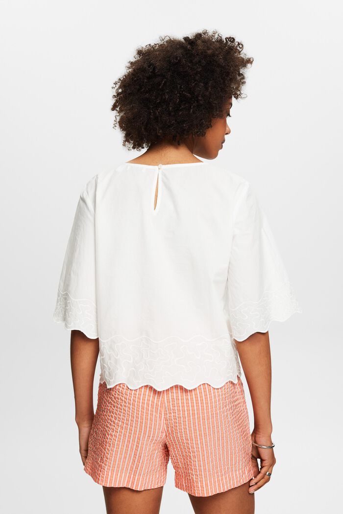 Embroidered Bell Sleeve Blouse, OFF WHITE, detail image number 2