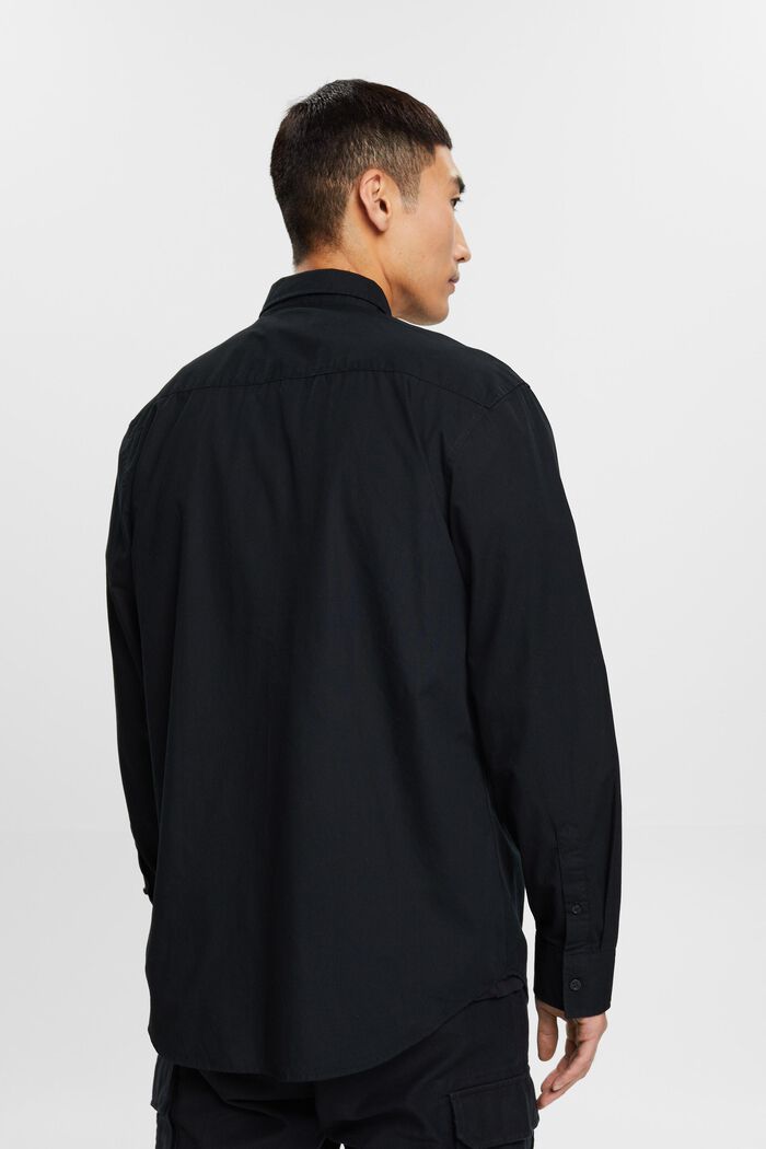 Poplin button-down shirt, 100% cotton, BLACK, detail image number 3