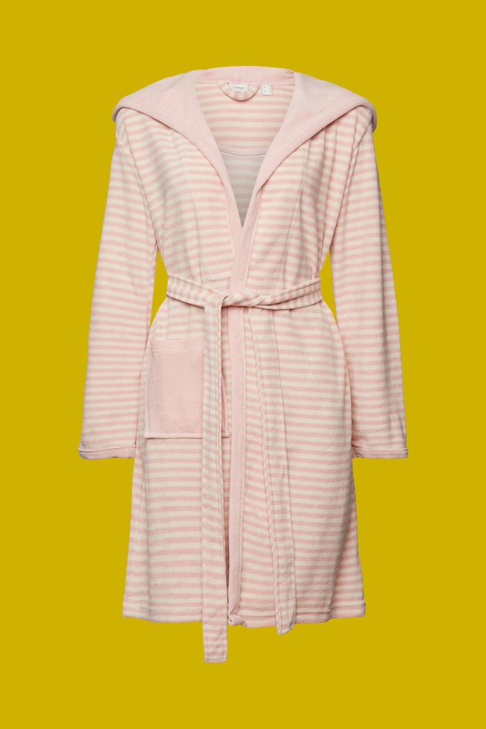 ESPRIT - Striped terry cloth bathrobe with hood at our online shop