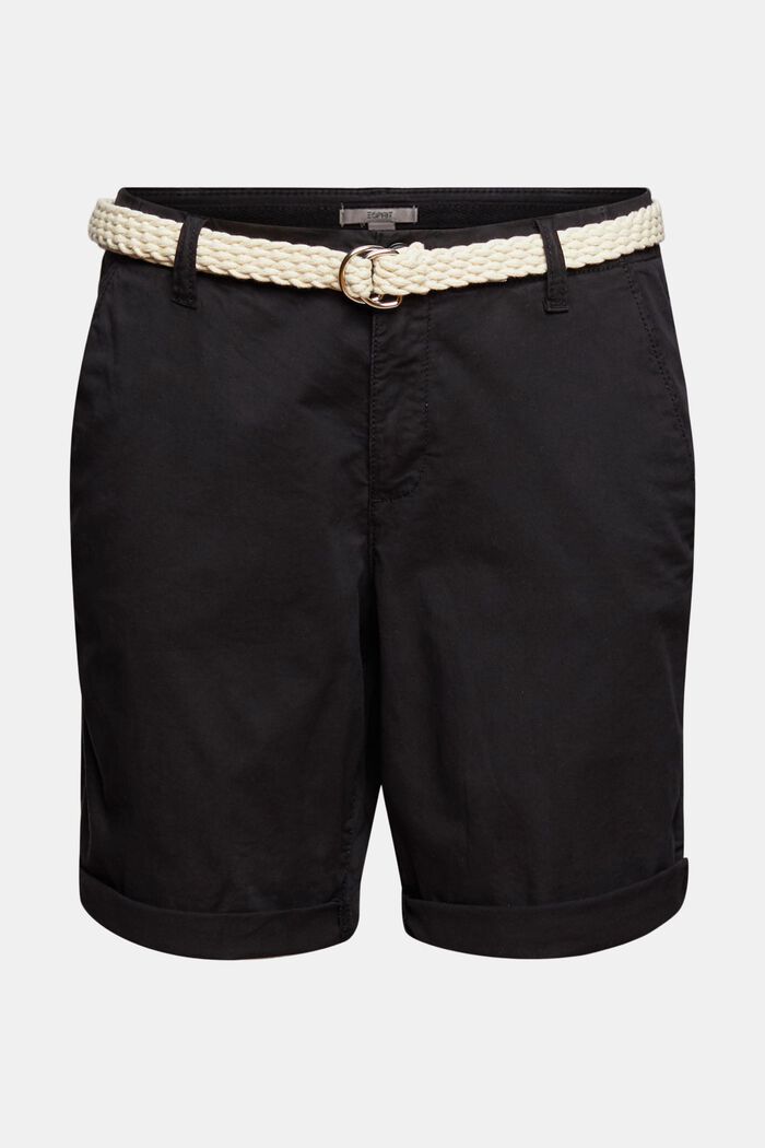 Shorts with woven belt, BLACK, detail image number 2