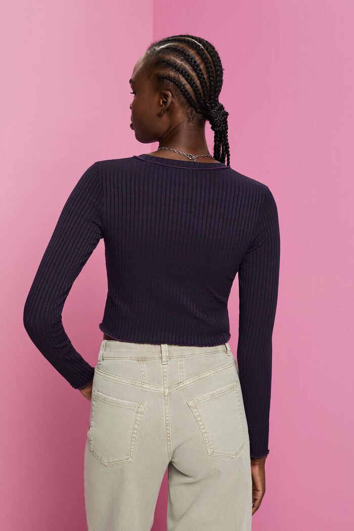 Cropped fit long-sleeved top, NAVY, detail image number 3
