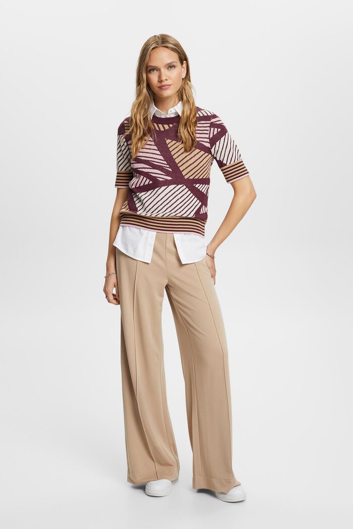 ESPRIT - Short-sleeved jacquard jumper, organic cotton at our online shop