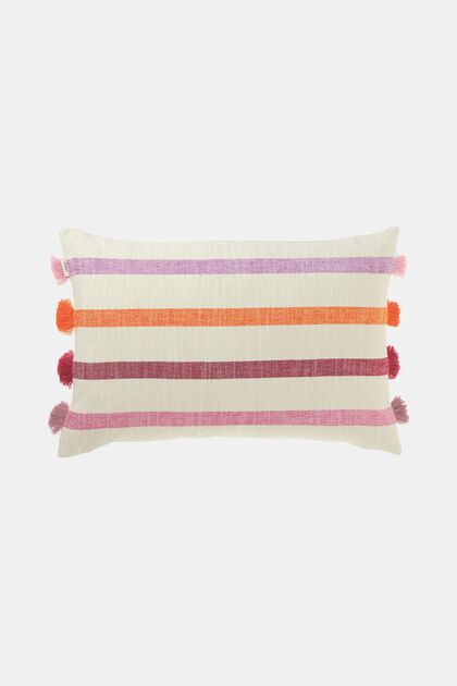 Striped cushion cover with tassels