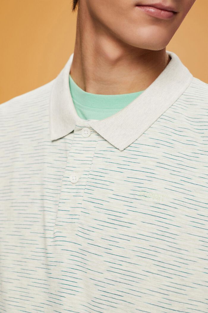 Fine stripe mélange polo shirt, CITRUS GREEN, detail image number 2