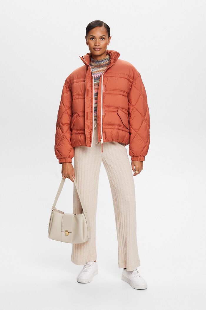 Quilted Puffer Jacket, TERRACOTTA, detail image number 0