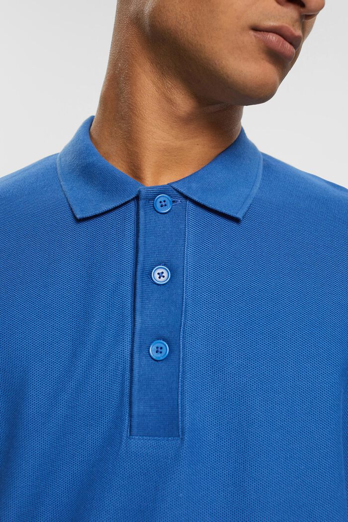 Long sleeve piqué polo shirt, BLUE, detail image number 3