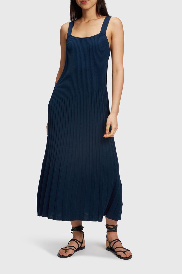 Pleated strap dress, NAVY, detail image number 0