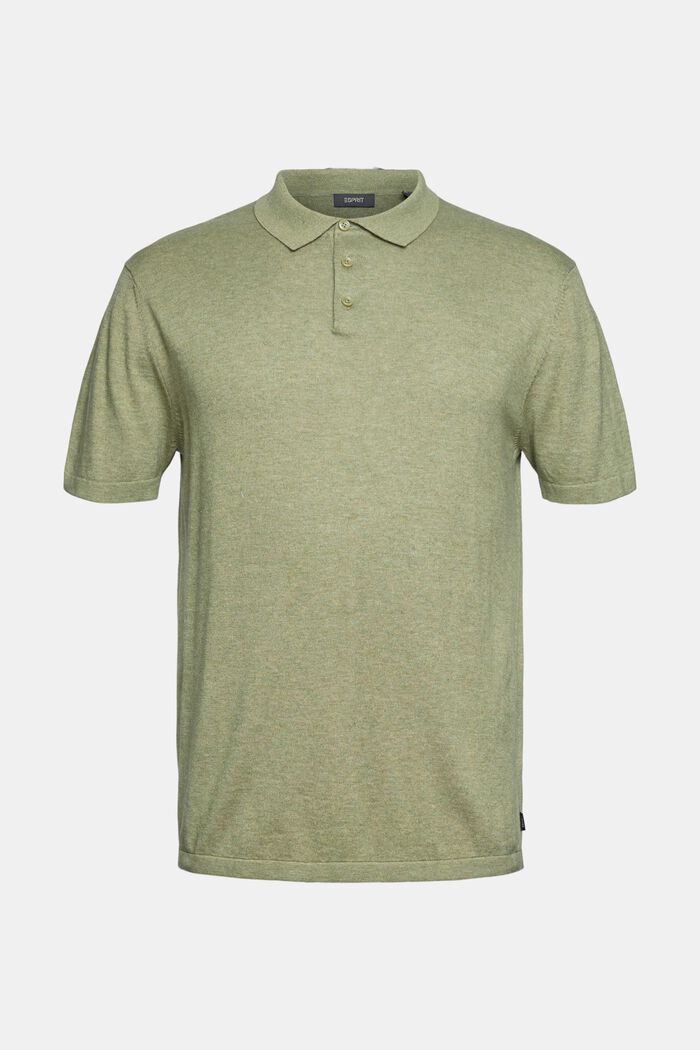 Containing TENCEL™: polo shirt in a knit look, LIGHT KHAKI, overview