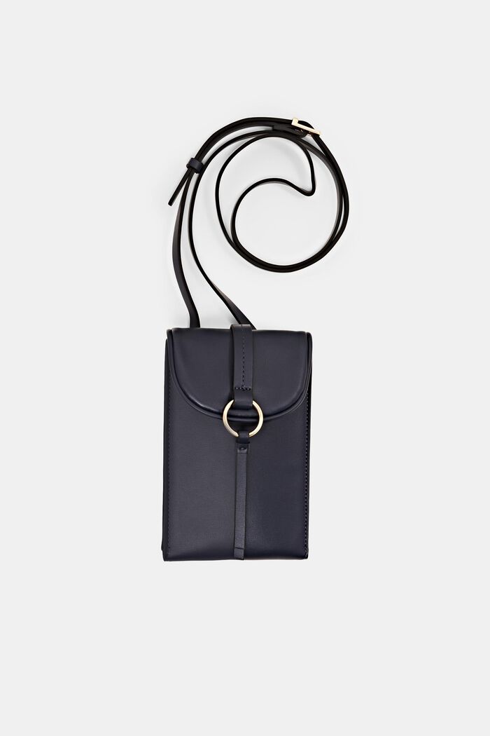 Faux Leather Crossbody Phone Bag, NAVY, detail image number 0