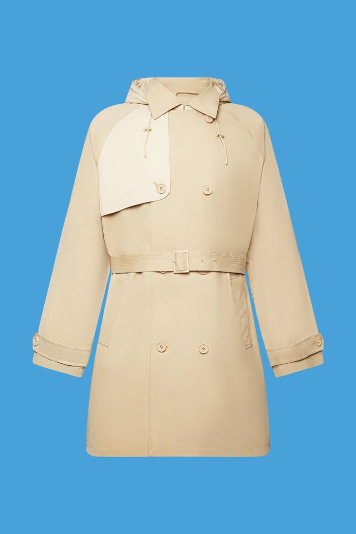 Short, hooded trench coat, SAND, detail image number 7