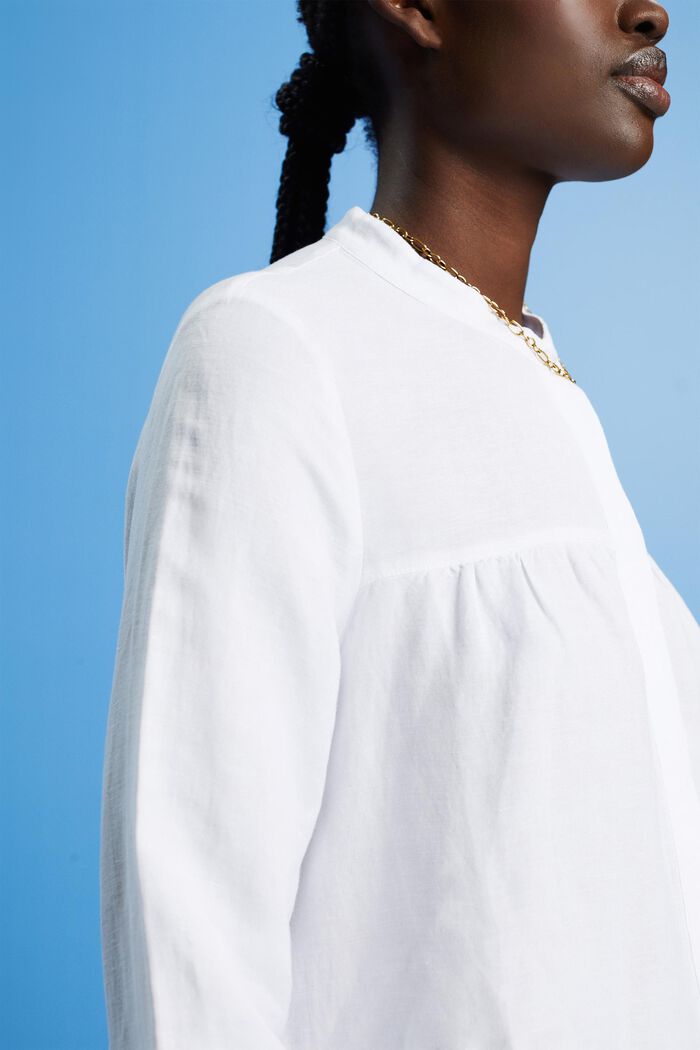 Linen blend blouse, WHITE, detail image number 2