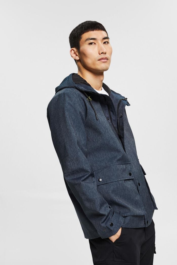 Made of recycled material: denim-effect outdoor jacket
