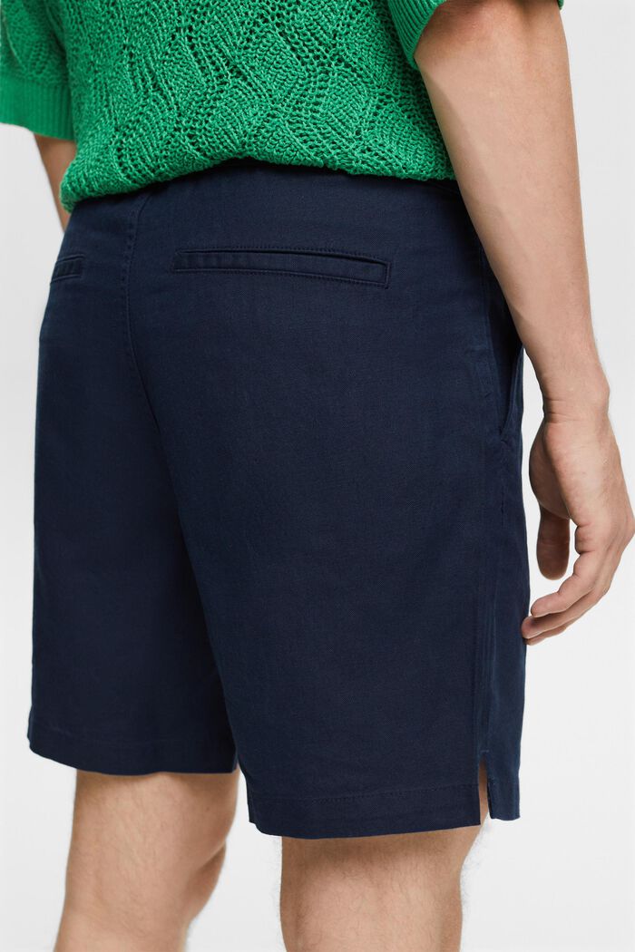 Cotton-Linen Bermuda Shorts, NAVY, detail image number 3