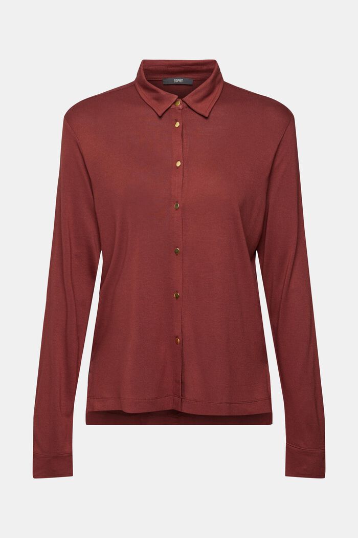 Buttoned long-sleeved top, LENZING™ ECOVERO™, RUST BROWN, detail image number 2