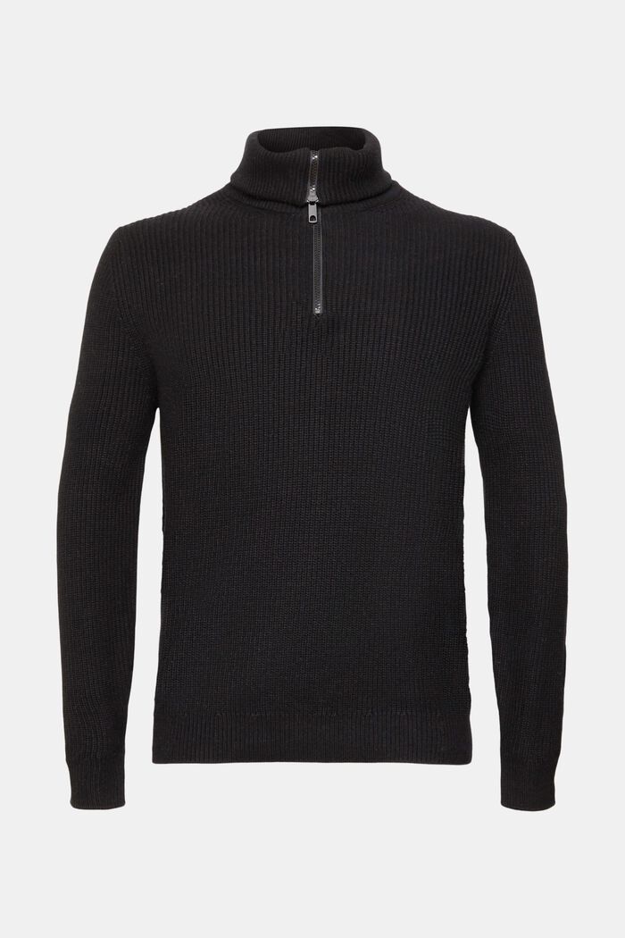 Chunky half-zip jumper, BLACK, detail image number 6