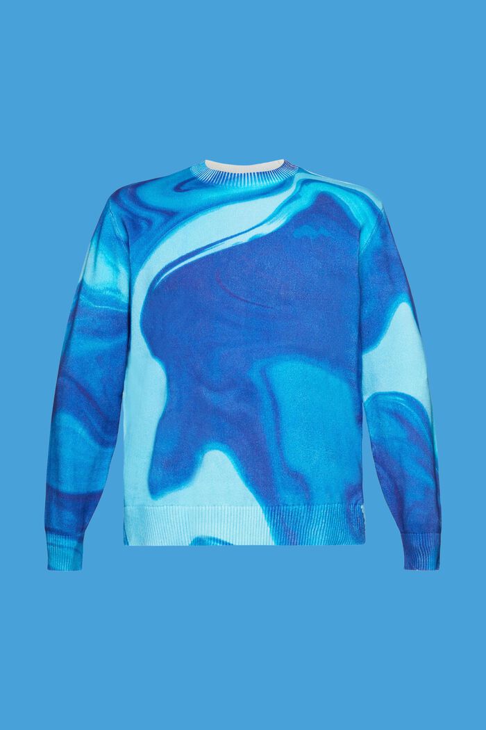 Woven cotton jumper with all-over pattern, BLUE, detail image number 6