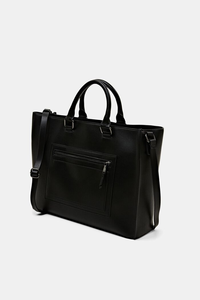 Faux leather tote bag, BLACK, detail image number 2