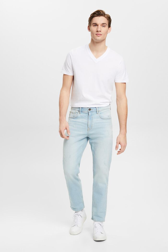 Slim fit V-neck cotton t-shirt, WHITE, detail image number 4