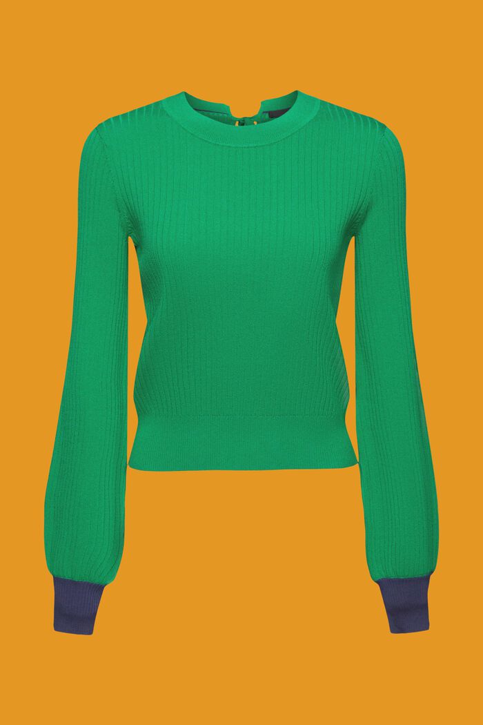 Crewneck colour block jumper, EMERALD GREEN, detail image number 6
