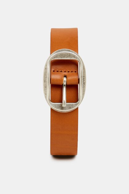 Leather belt with a vintage buckle