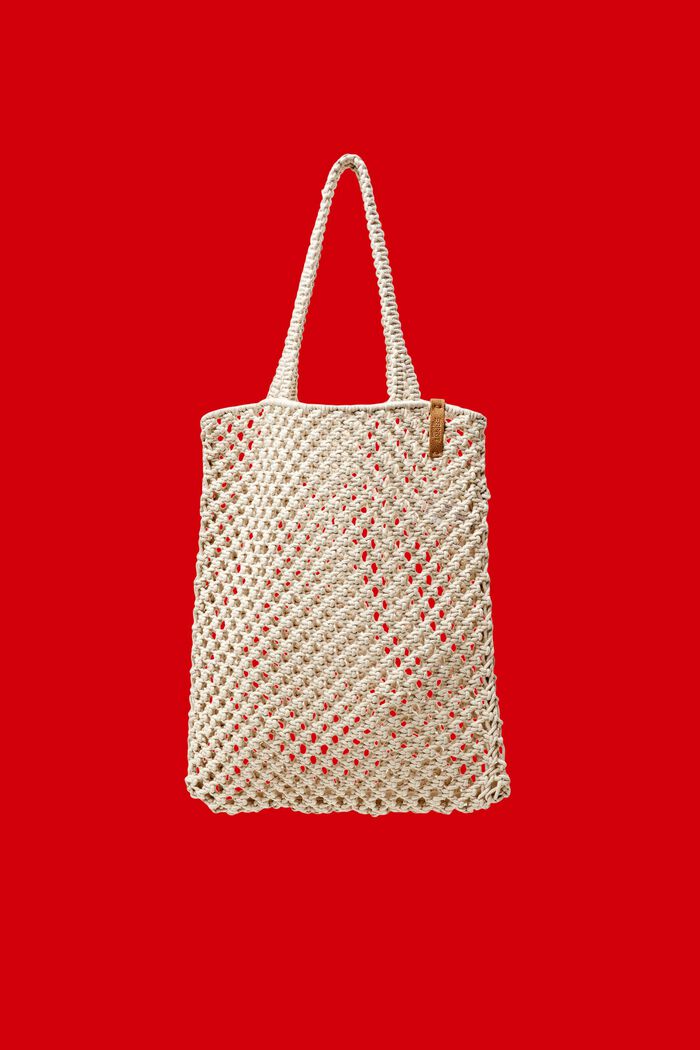 Crochet Cotton Tote, OFF WHITE, detail image number 0