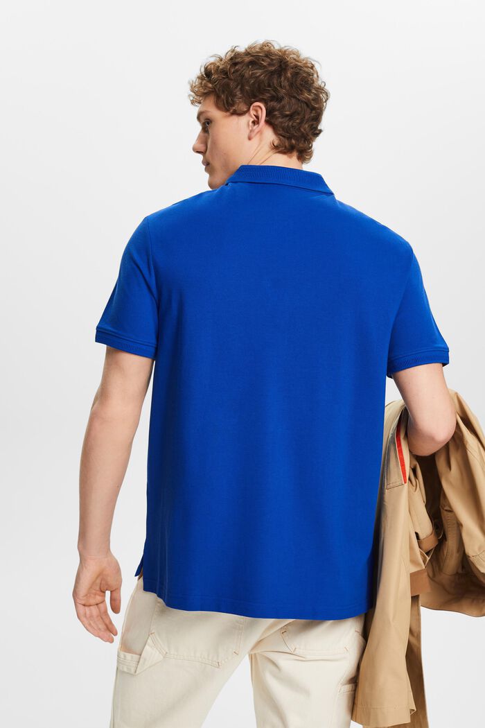 Cotton Pique Polo Shirt, BRIGHT BLUE, detail image number 3