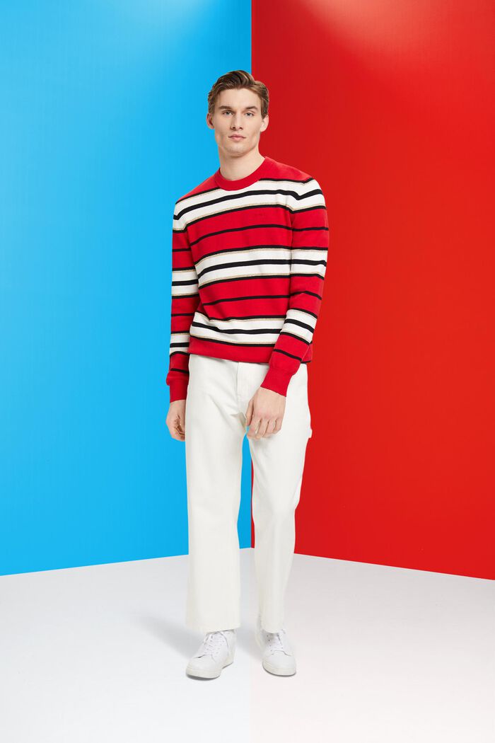 Striped jumper with cashmere, RED, detail image number 4