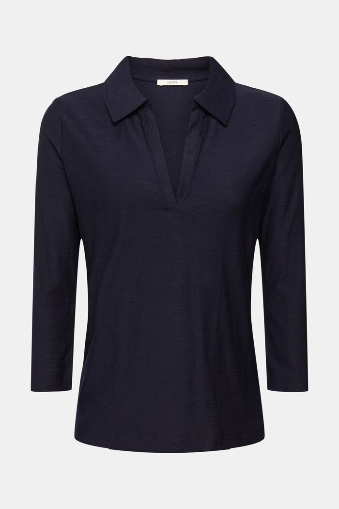 Polo collar top, NAVY, detail image number 2