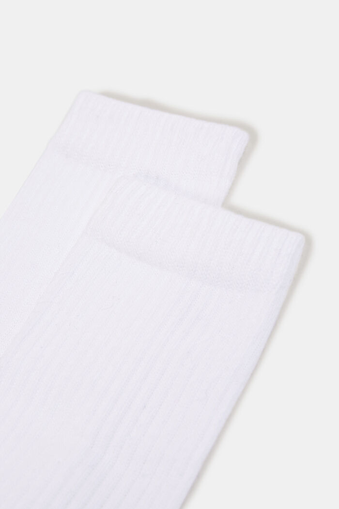 Double pack of socks with a ribbed texture, WHITE, detail image number 1