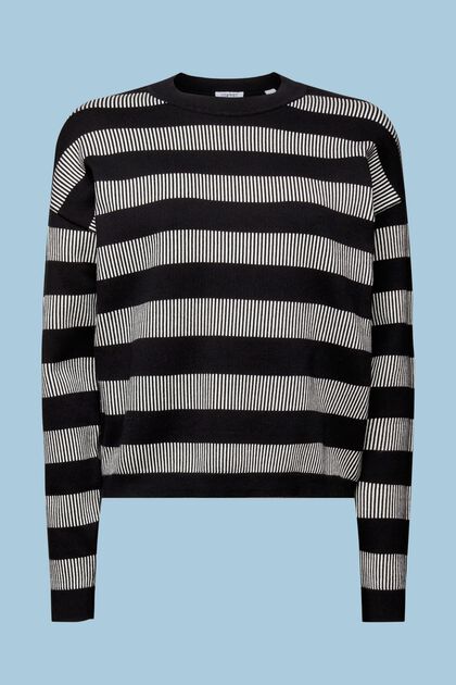 Jacquard Striped Crewneck Sweater