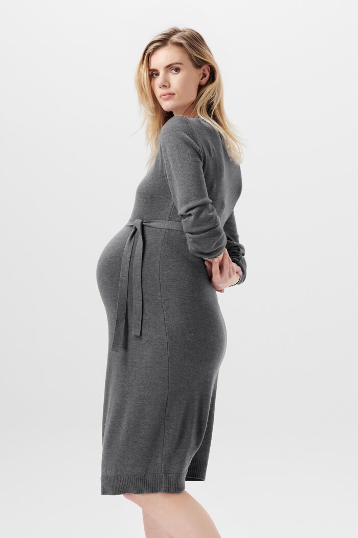Knitted midi dress with detachable belt, MEDIUM GREY, detail image number 2