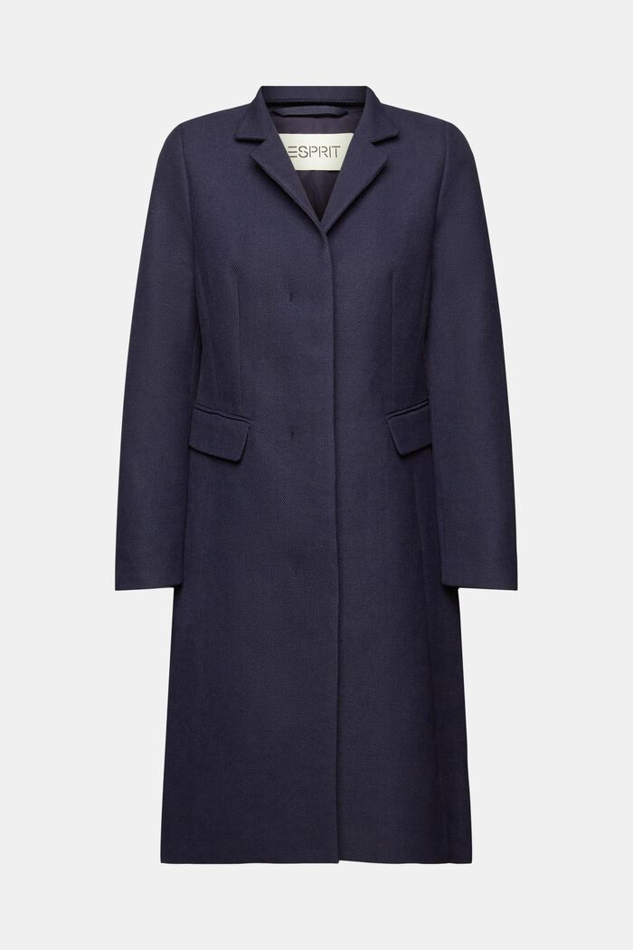 Inverted lapel collar coat, NAVY, detail image number 6