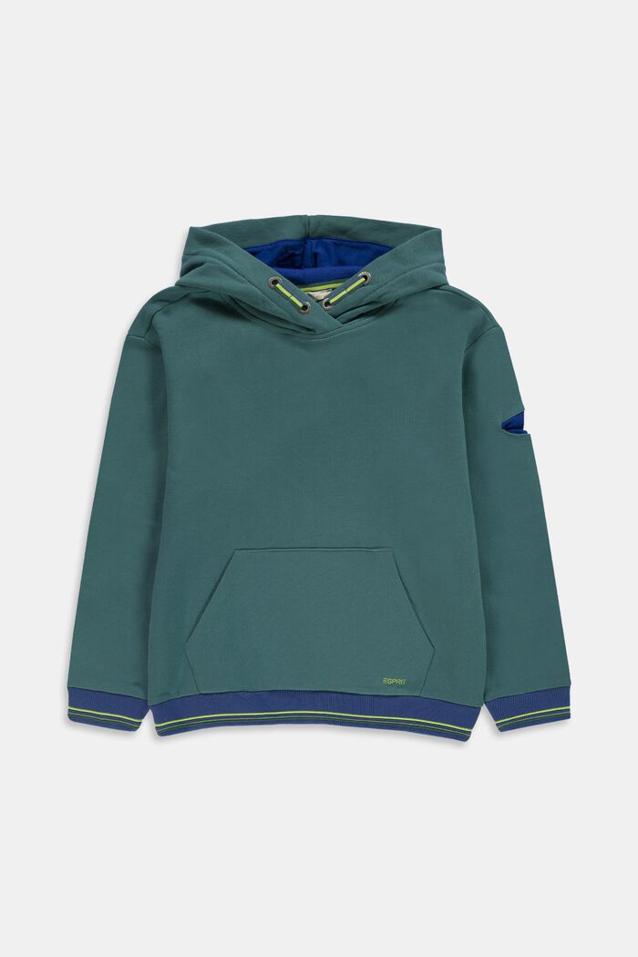 Cotton hoodie, TEAL GREEN, detail image number 0
