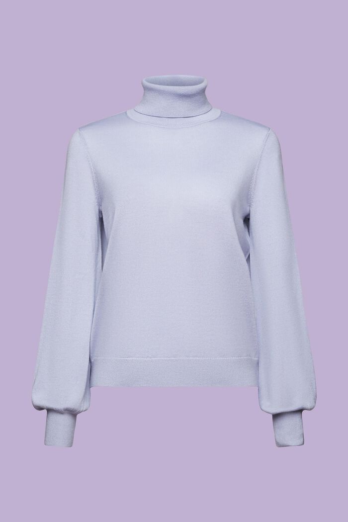 Wool Turtleneck Sweater, LIGHT BLUE LAVENDER, detail image number 7
