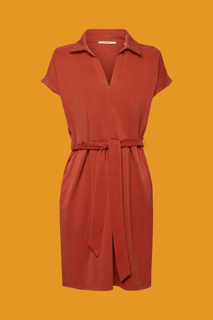 Knitted dress with a tie belt, TENCEL™