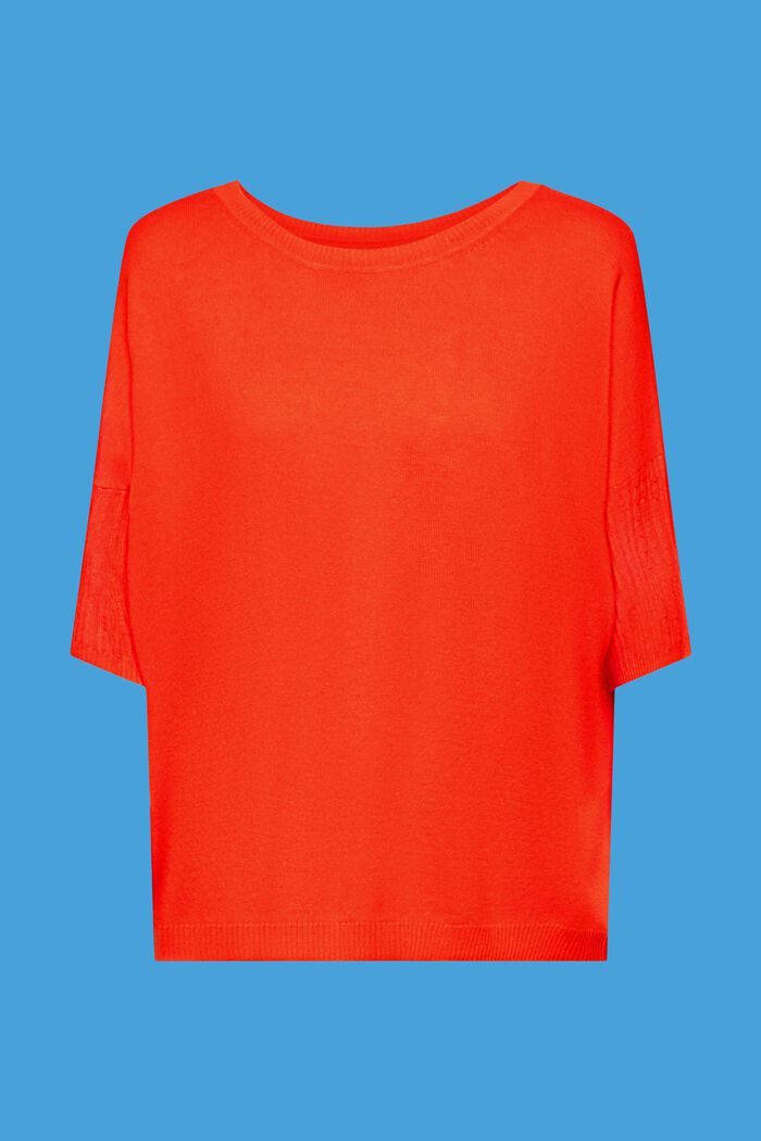Knitted short-sleeved sweater with linen, ORANGE RED, detail image number 6