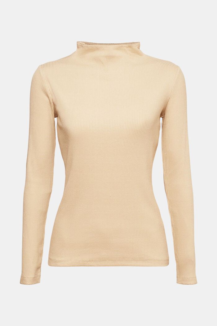 Ribbed long sleeve top, cotton blend