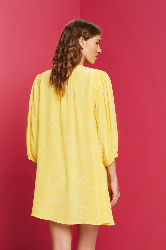 Tie Detail Printed Shift Dress, LIGHT YELLOW, detail image number 3
