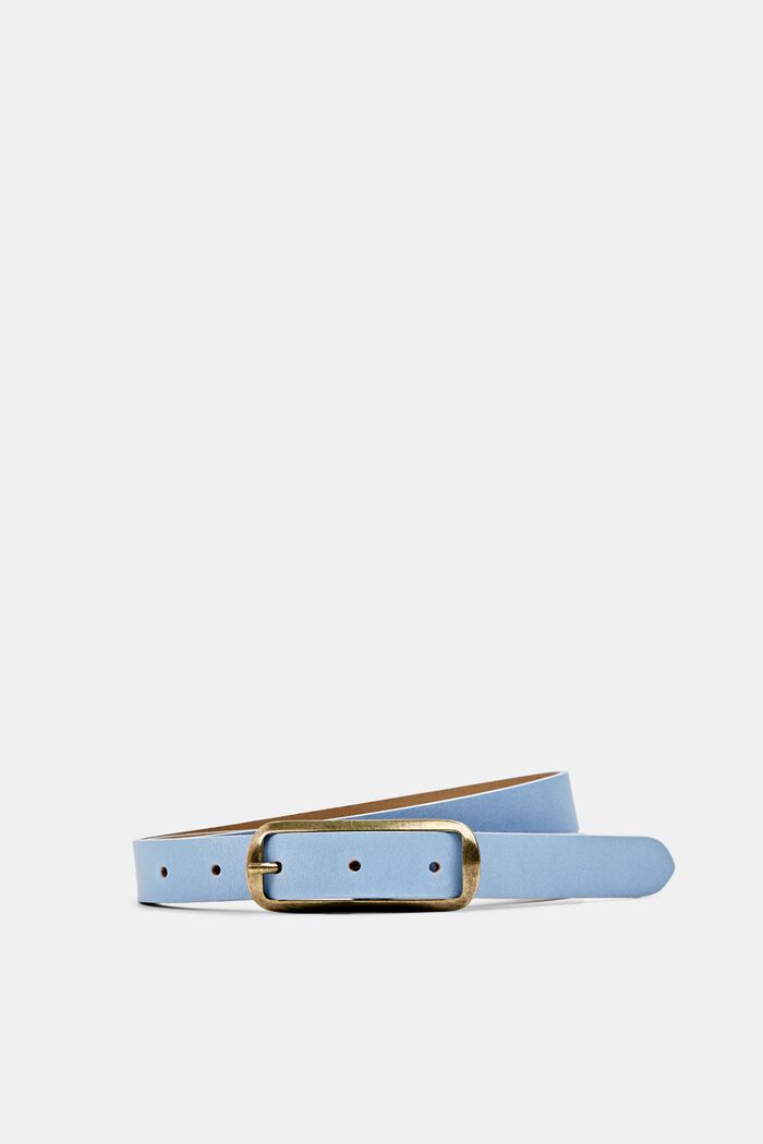 Leather belt with a square buckle