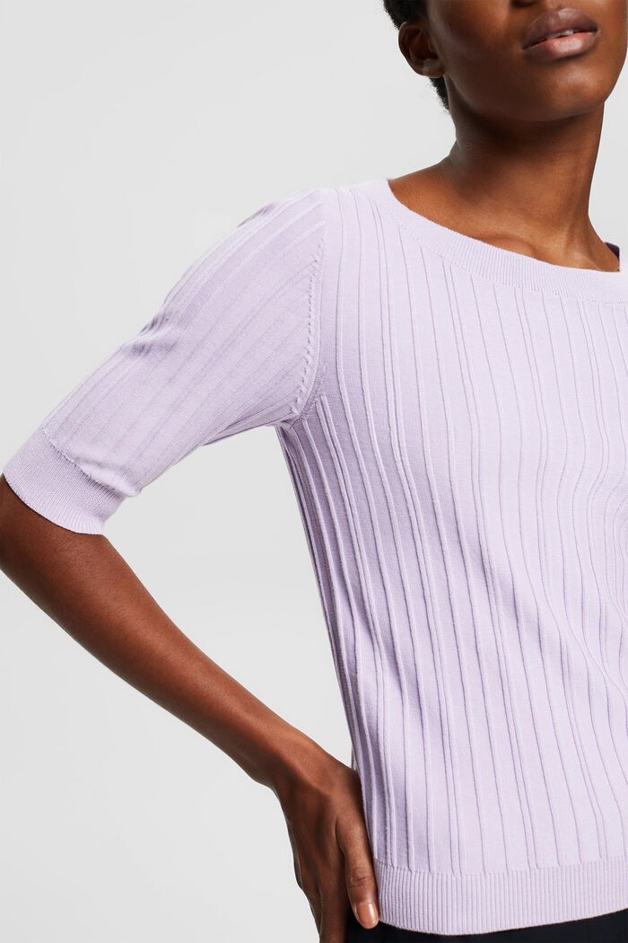 T-shirt with ribbed texture, LILAC, detail image number 0