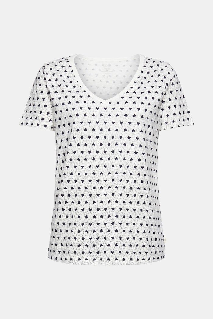Patterned T-shirt with a V-neckline