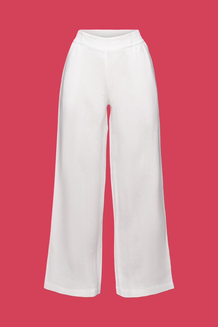 Linen Pull On Wide Leg Pants, WHITE, detail image number 6