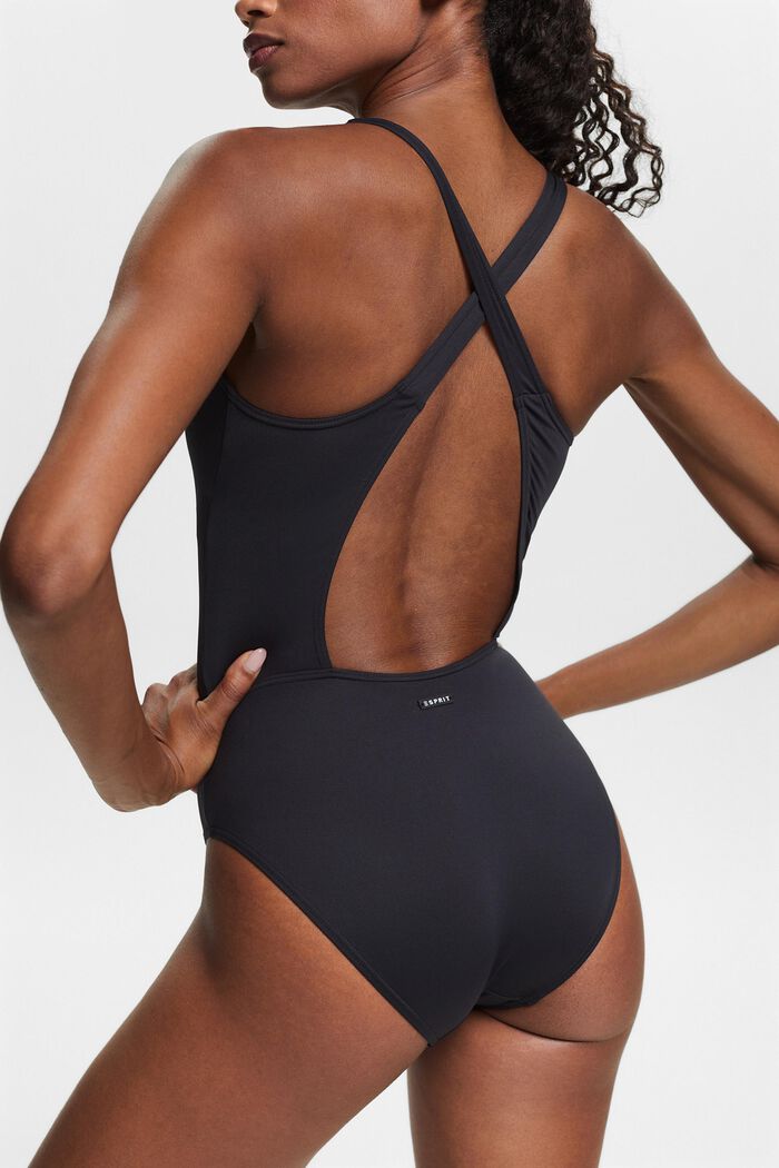 Made of recycled material: unpadded swimsuit, BLACK, detail image number 1